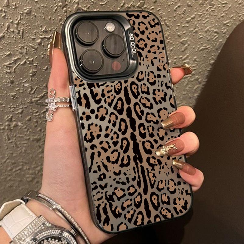 Luxury leopard print Electroplate Silver IMD Phone Case For iPhone 16 15 14 11 12 13 Pro Max Plus 7 8 Plus X XR XS Hard Cover