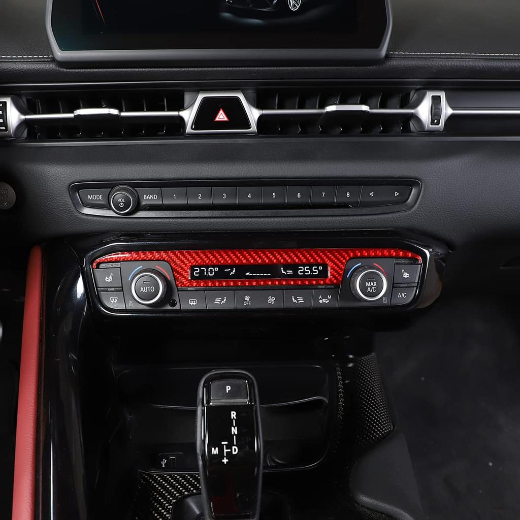 Soft Carbon Fiber Air Conditioner Switch Panel Trim Frame Compatible with Toyota Supra GR A90 A91 MK5 2019-2026, Center Console AC Panel Decoration