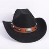 Popular European and American Fashion OL Style One-word Cowboy Hat Men's and Women's High-end Top Hat Jazz Hat Felt Hat