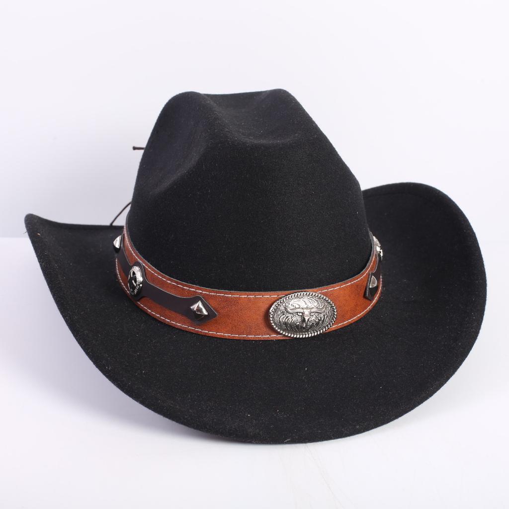 Popular European and American Fashion OL Style One-word Cowboy Hat Men's and Women's High-end Top Hat Jazz Hat Felt Hat