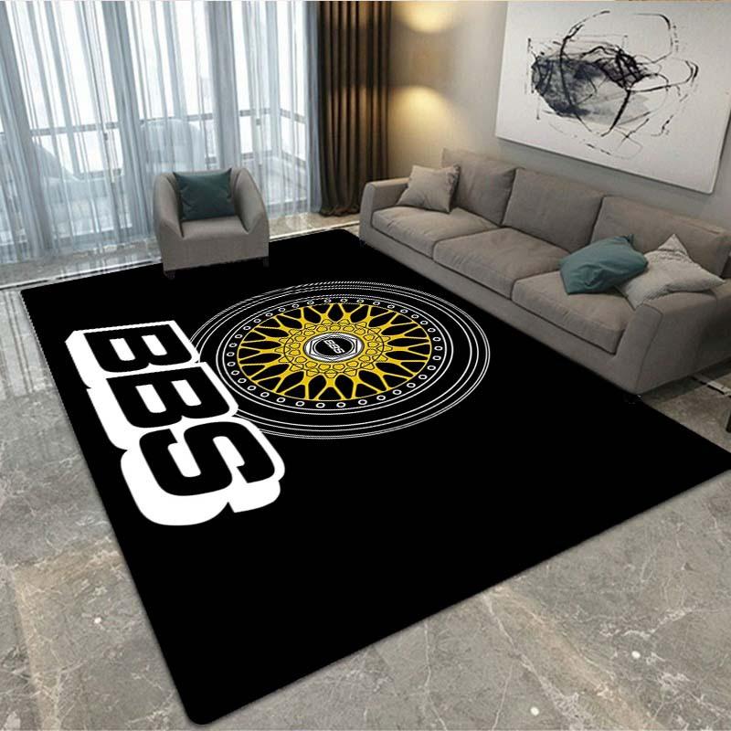 Motorsport Carpet Mat Rug - Racing Wheel Logo Home Decoration for Living Room Garage Non-Slip Floor Mat Bedroom Decor Carpet