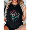 Black Oversized T Shirt Faith Hope Love Heart Print Casual Loose Top For Women Daily Wear Street Style Fashion