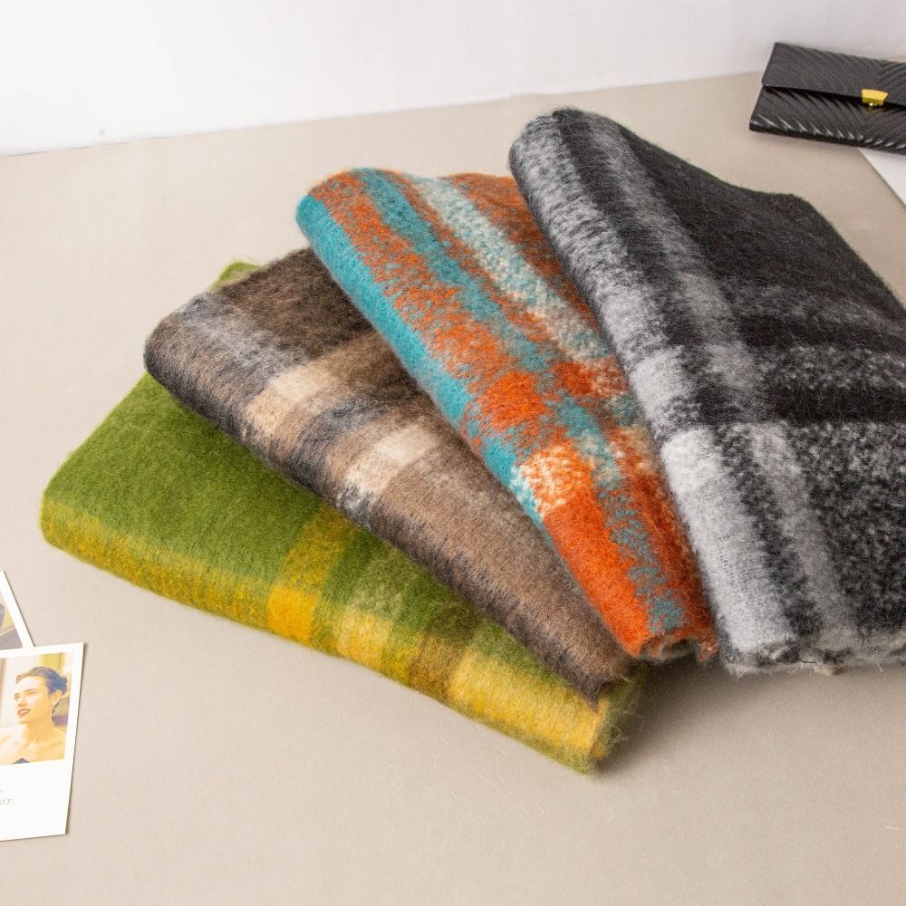 Plush Plaid Wool Scarf Tassel Cape Wraps Simple Winter Cashmere Scarves Student