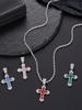 1 Punk/Hip-Hop Style Cross Glass Pendant Long Necklace, Suitable for Men's Party or Daily Wear, Men's Holiday Gift