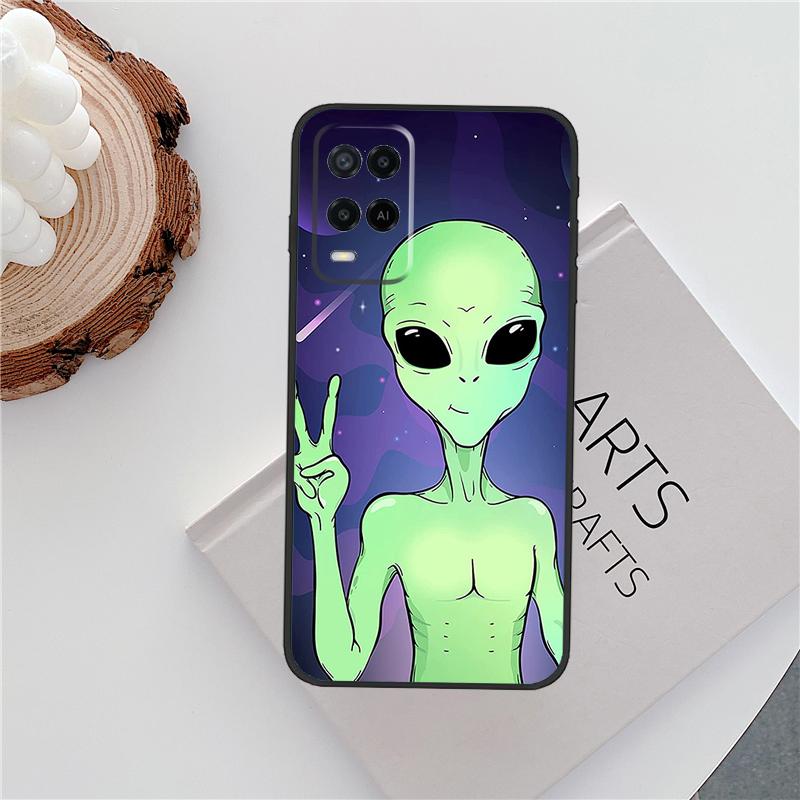 Aesthetics Cartoon Alien Space Case For Oppo A60 A74 A94 A54 A18 A38 A58 A78 A98 A40 A80 A16 A76 A96 A15 A57S A17 A77 Cover