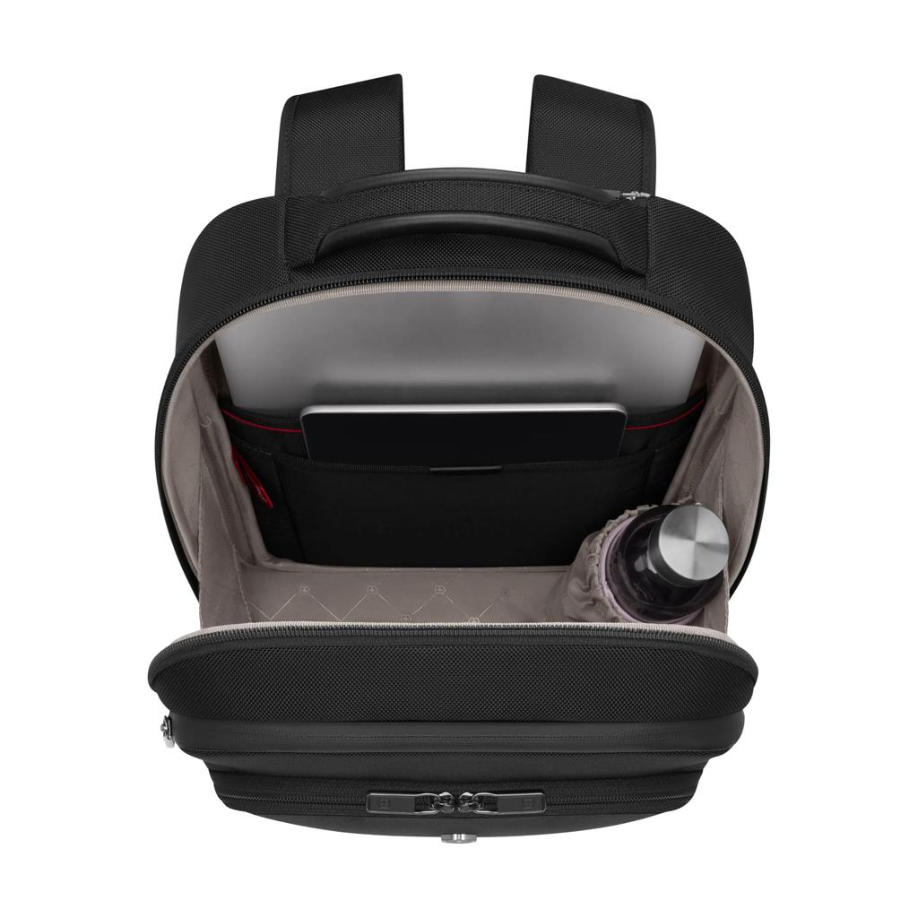 Victorinox Werks Traveler Compact Backpack with Expandable Laptop and Tablet Antibacterial Perfect for Business and Black 7.0 Storage, 14-inch 11-inch