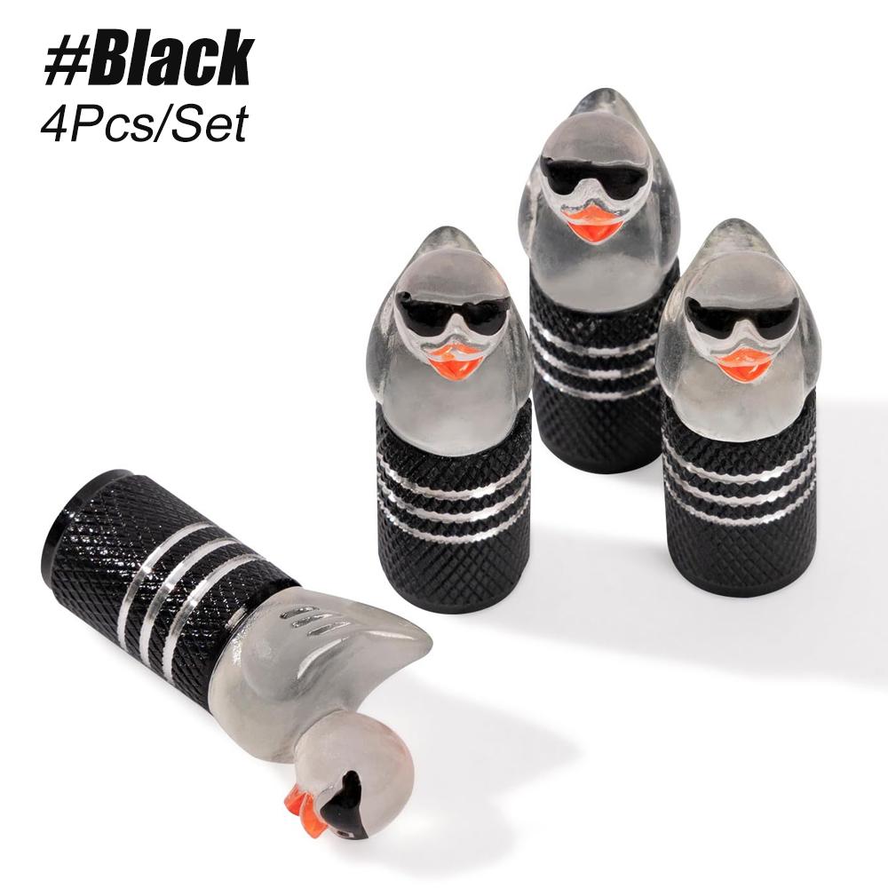 4PCS Duck Tire Valve Stem Caps with O Rubber Ring Universal Tire Valve Caps for Car SUV Truck Bike Motorcycles Wheel Valve Stems 1