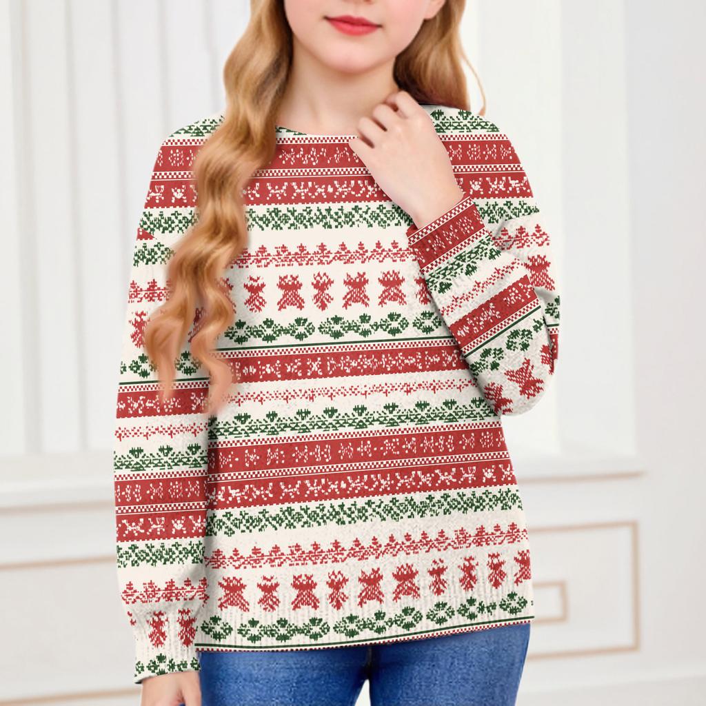 Christmas Day Sweatshirts For Children Boys And Girls Knit Sweater Cute Shirt Fall Crewneck Pullover Tops