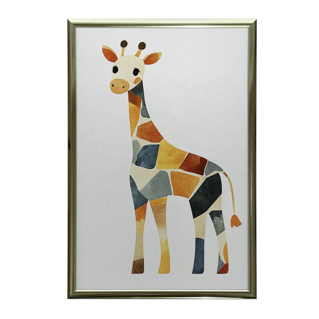 Poster Geometry Giraffe Poster Geometry Giraffe, 30X40 Cm, Dark Brown Wooden Frame, 230 Gsm Matte Paper