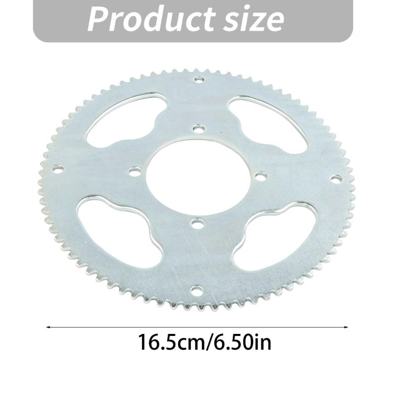 Steel 25H Rear Chain Gear 80T with 54 Mm Center Bore, 4 Bolt Mount and Silver Finish, Replacement Drive Wheel for Mini Bike Chain System Service