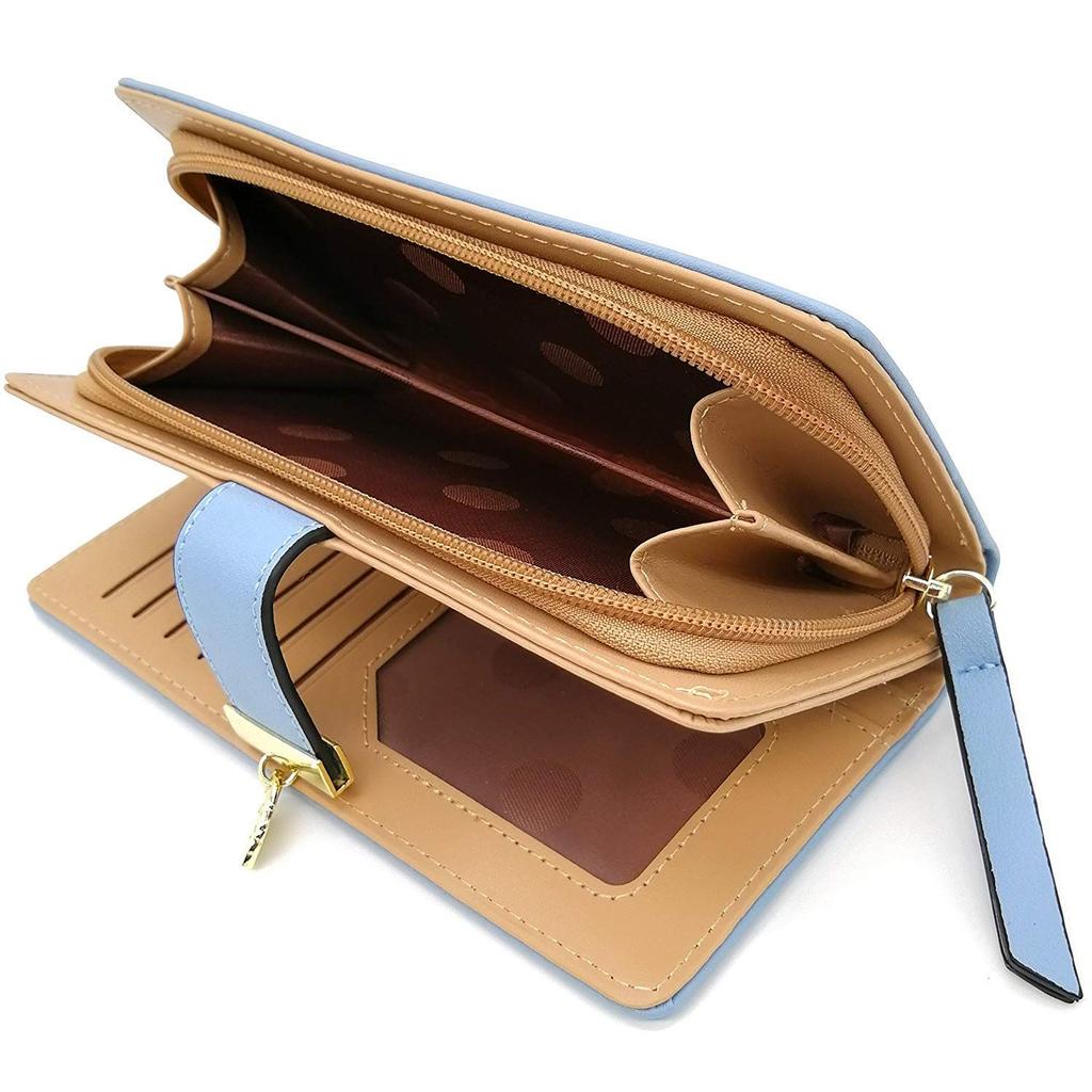 Damen Roségold Veganes Leder Blatt Zweifach Karten-Münzhalter Lange Geldbörse