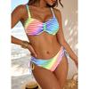 2026 New Style Striped Bikini One-Piece Three-Point Sexy Backless Swimsuit