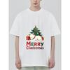 Christmas T-Shirt Black White Dog and Christmas Tree with Gifts Merry Christmas Print Holiday Party Casual Wear