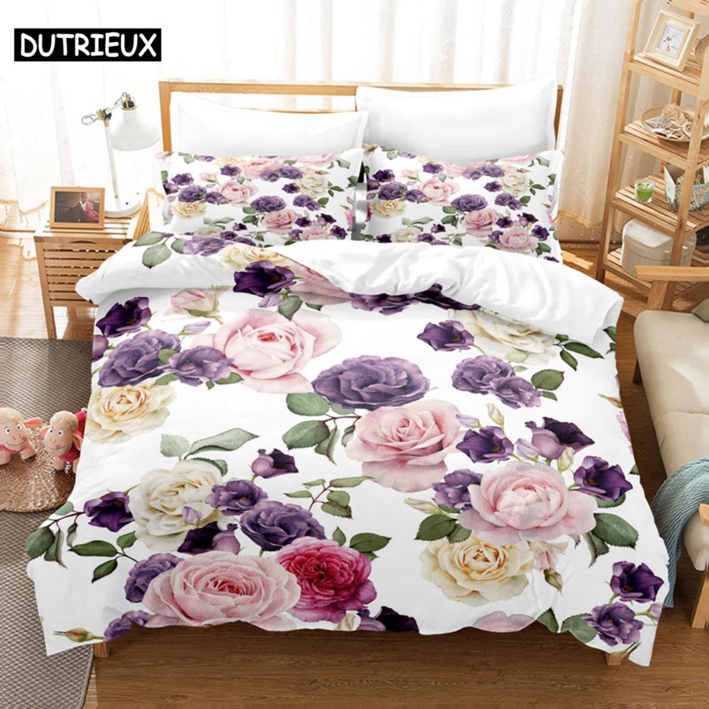 Flower Duvet Cover Set King Size 230X260 Single Double Bed Quilt Covers Pillowcase 3D Queen Bedding Sets Full Twin 2PCS 3PCS New