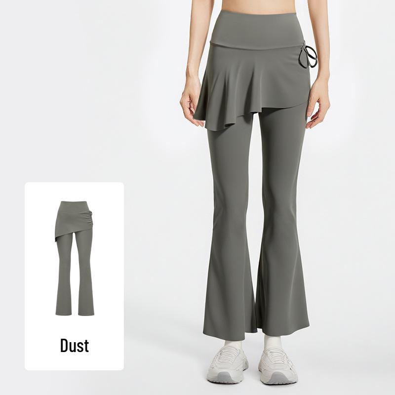 

Женские брюки для йоги с высокой талией и эффектом подтяжки ягодиц - расклешенные кюлоты с драпировкой для пилатеса и фитнеса Large