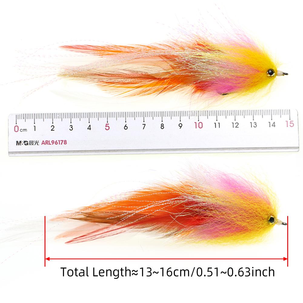 1/ 2PZ Misura 1/0 Occhi di Pesce 3D Mosca Streamer Pesca in Acqua Salata Salmone Luccio Trota Iridea Muschio Lure per Pesca a Mosca