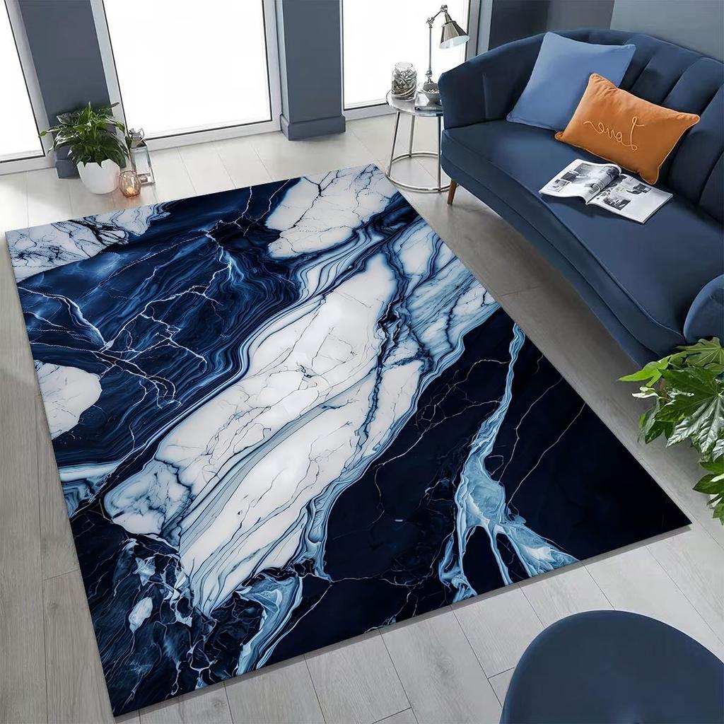 2026 Luxurious Marble Black Green Gold Colorful Stone Texture Rug for Bedroom Living Room Sofa Home Doormat Decor,Non-slip Mat