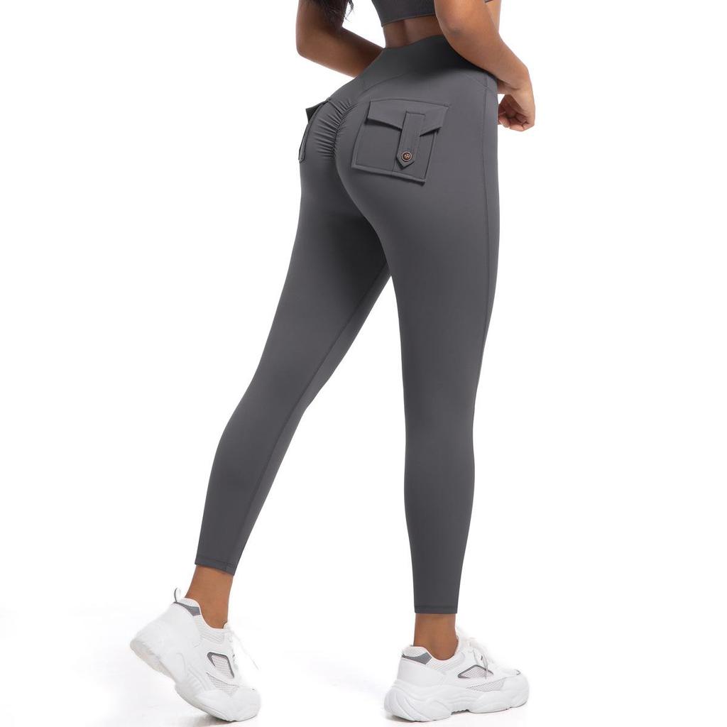 European-American High Waist Elastic Peach Butt Leggings - Quick-Dry Yoga, Running & Fitness Pants with Hip Lifting Button.