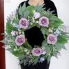 Artificial Flower with Leaf Realistic Purpler Rose Wreath Decoration for Door Window Hallway Farmhouses Wedding Wreath
