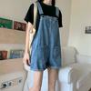 HI-FASHION Summer Vintage Blue Jean Jumpsuit Women's Cotton Wide Legs Bib Overalls Women Personality Denim Rompers