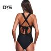 Mulheres Monokini V-Neck Lace-up Back Tummy Control One-Piece Swimsuit Alças Ajustáveis Slimming Design Beachwear