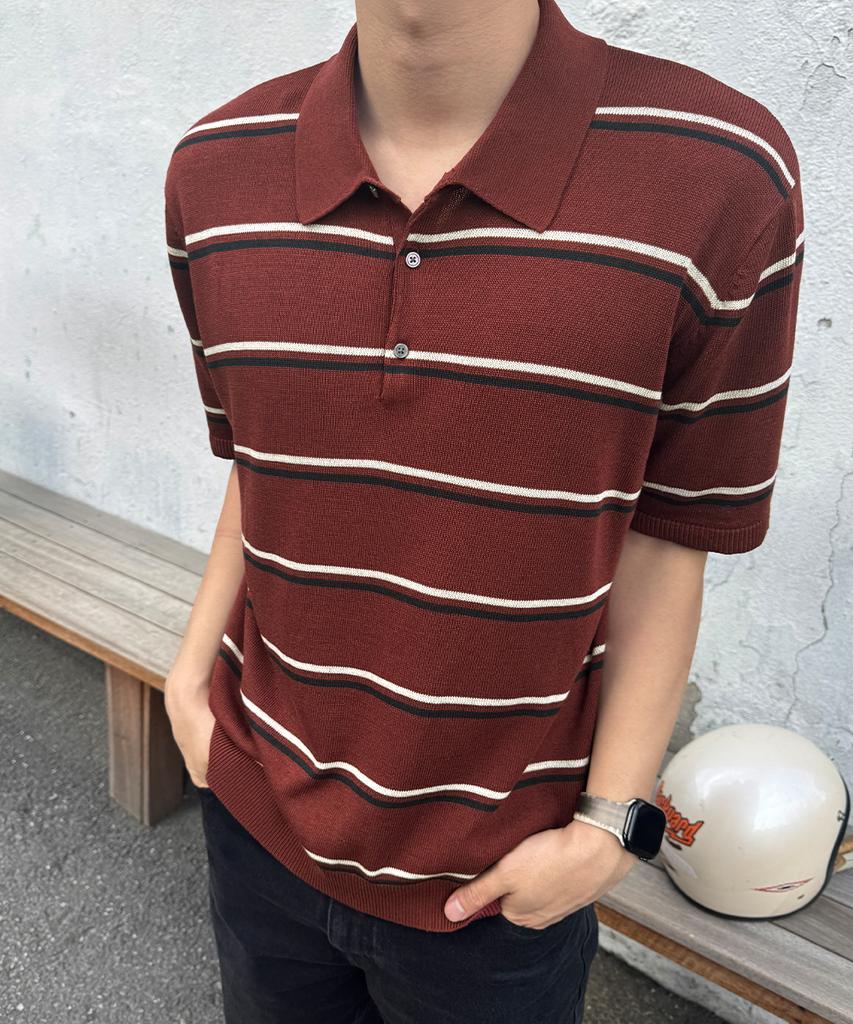 INTEMPOMOOD Air Stripe Collar Knit: 2 Colors