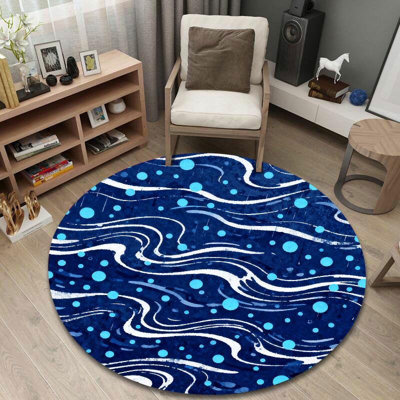Nordic Round Peacock Multicolor Rug Pad, Non-Slip Floor Mat for Bathroom