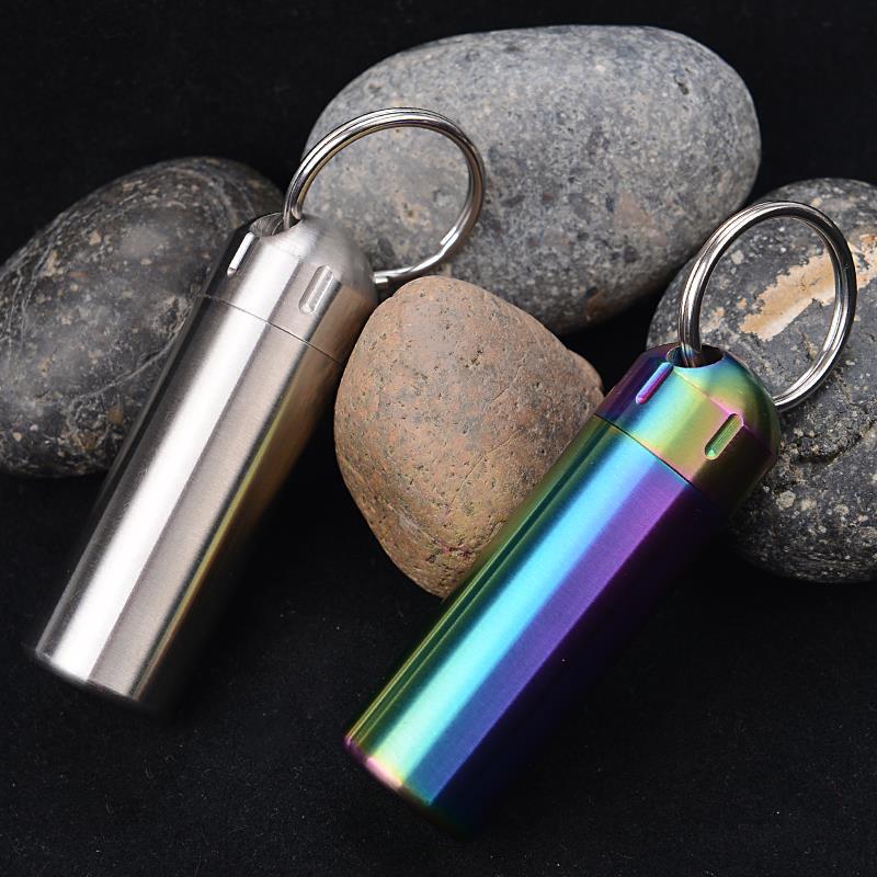Tragbare Wasserdichte Kapsel CNC Metall Dichtungsflasche Mini Edelstahl EDC Überlebens Pillendose Haus Camping Werkzeug für den täglichen Gebrauch