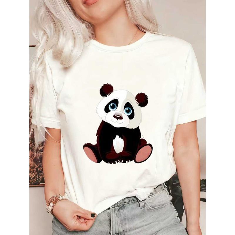 

Милая футболка оверсайз с принтом панды, черная, с мультяшным дизайном животного, для повседневной носки и повседневного стиля XXXL белый
