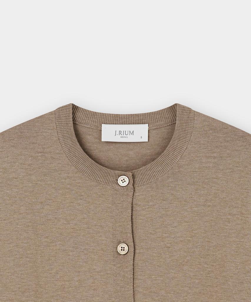 Jrium Cotton Summer Essential Round Neck Cardigan Brown