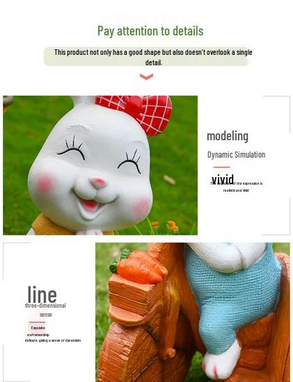 Outdoor Cartoon Rabbit Garden Decoration - Animal Flower Pot Sculpture for Kindergartens and Courtyards