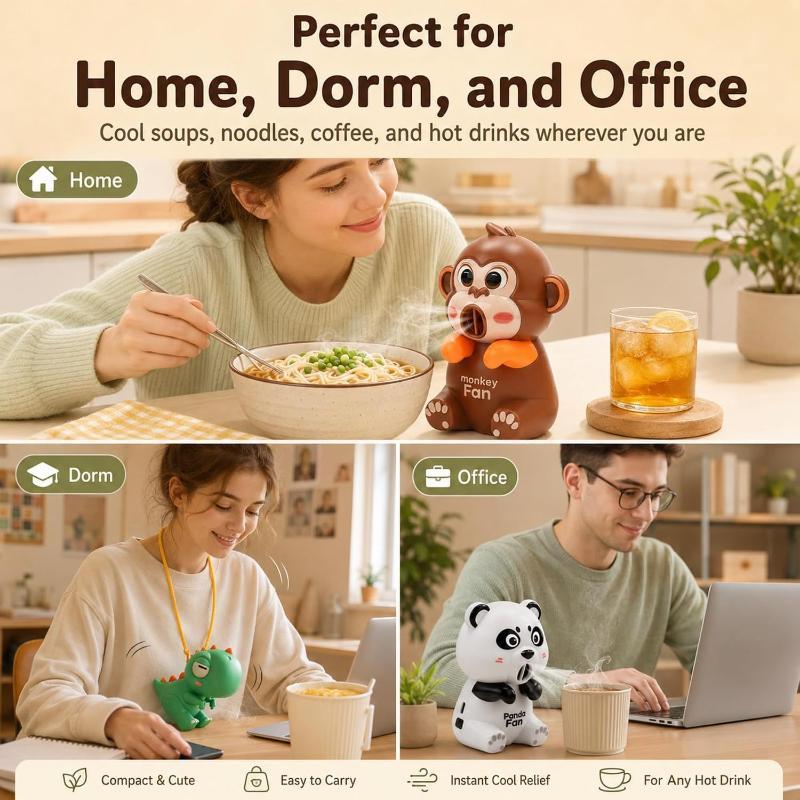 Portable Beverage Cooling Fan For Cup & Bowl Cute Animals Mini Desk Fan For Quick Coffee Soup Cooling Office Home Gadget
