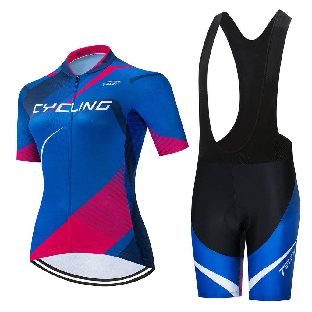 Women MTB Bike Jersey Bib Shorts Suits Anti-UV Bicycle Shirts Mountain Road Top Bottom Girls Female Red 2026 Summer Breathable Cycling Suit Set