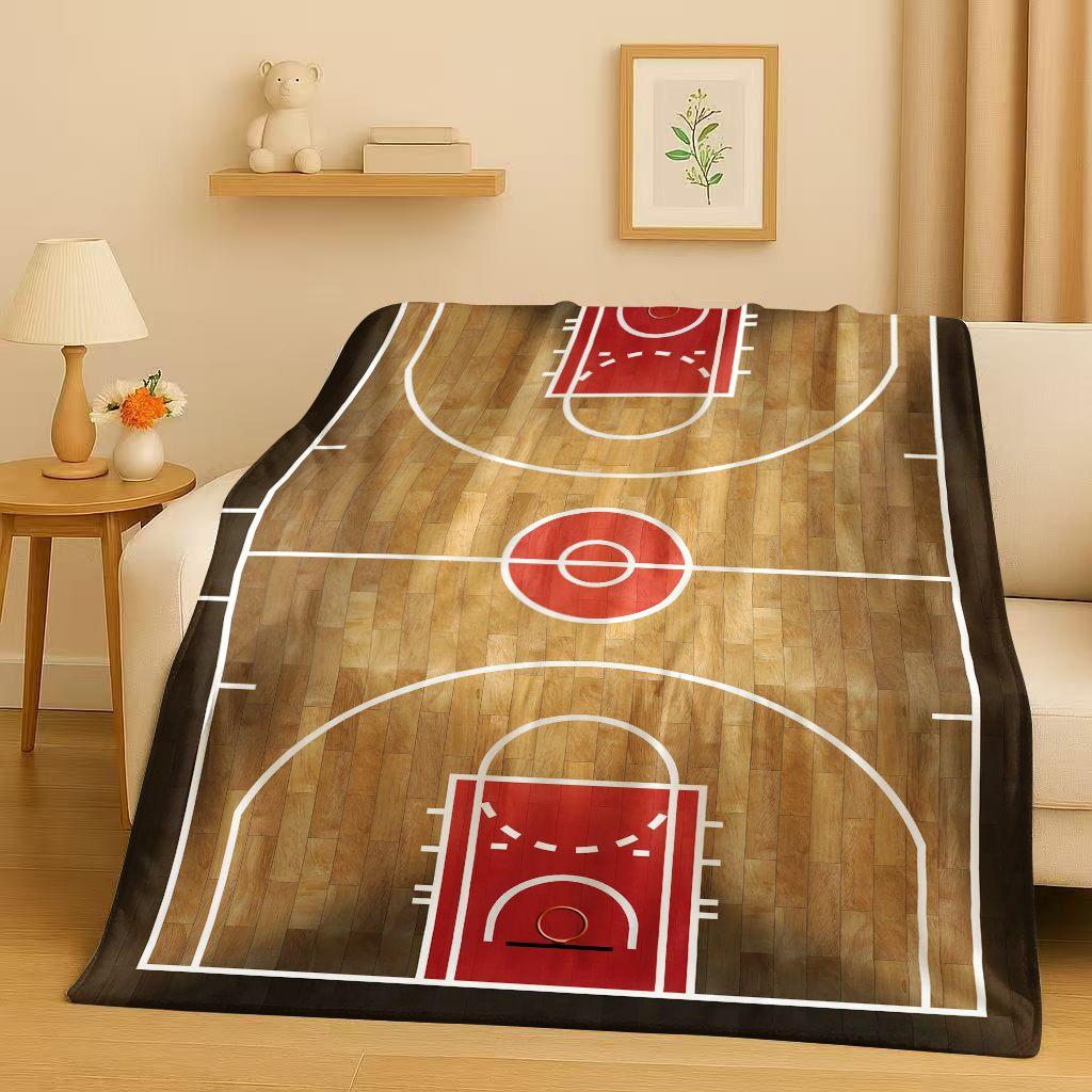 2026 New Basketball Court Art Flannel Blanket,Ultra Soft Warm Plush Throw for Home Bedroom Bed Sofa Cover Travel Camping Gift