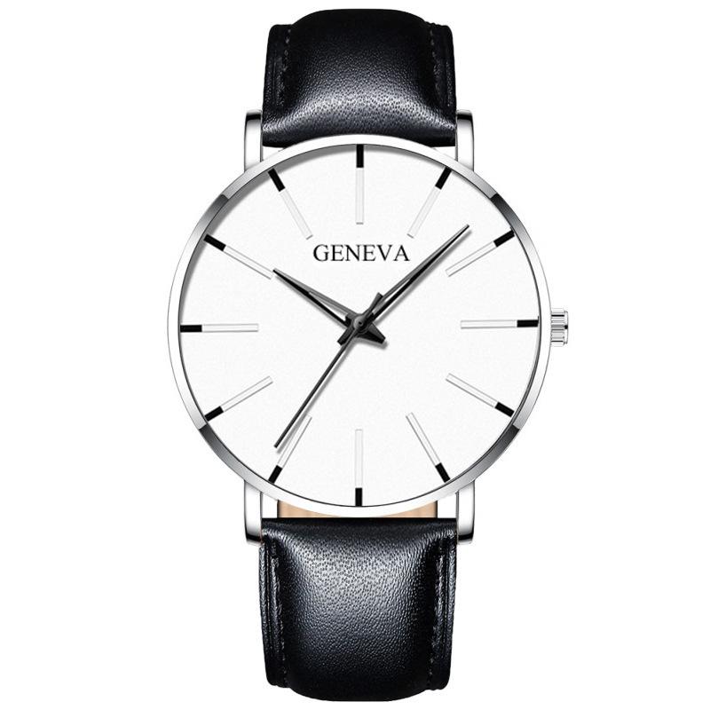 Geneva Fashion Men'S Leather Quartz Watch Casual Business Men'S Watch Slim Watch