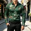 Men's collared slim-fit long-sleeved shirt, floral drape shirt, French street style vacation light luxury cardigan top