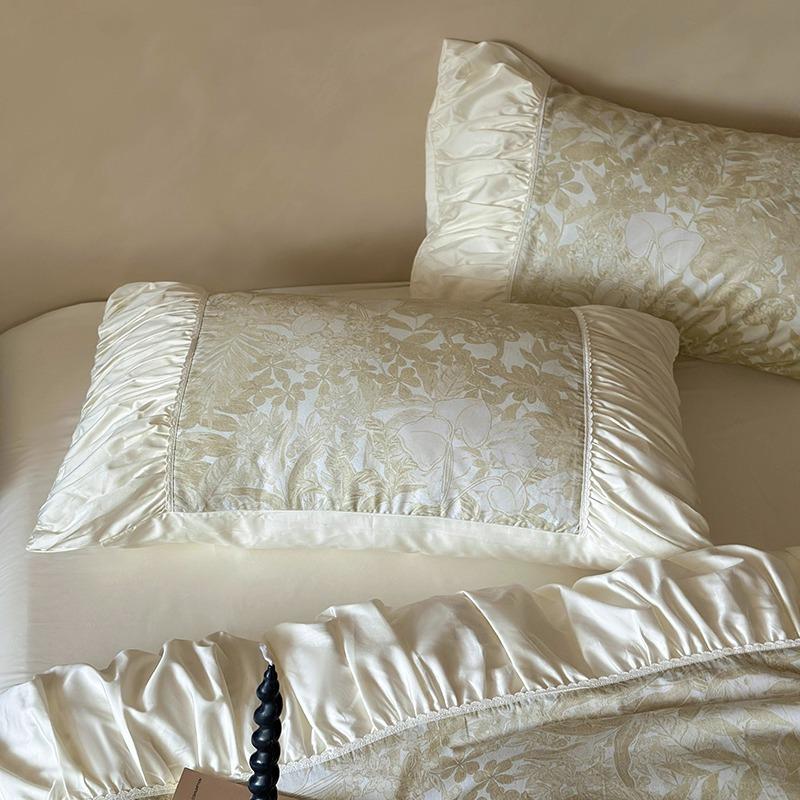 4-Piece All-Cotton Velvet Cotton Bed Cover Set - Pure Cotton Tencel Duvet Cover With Fitted Sheet