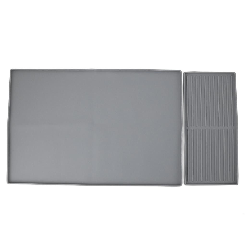 Coffee Machine Bar Mat Heat Insulation Silicone Dual Zone Drying Mat and Drip Tray for Kitchen