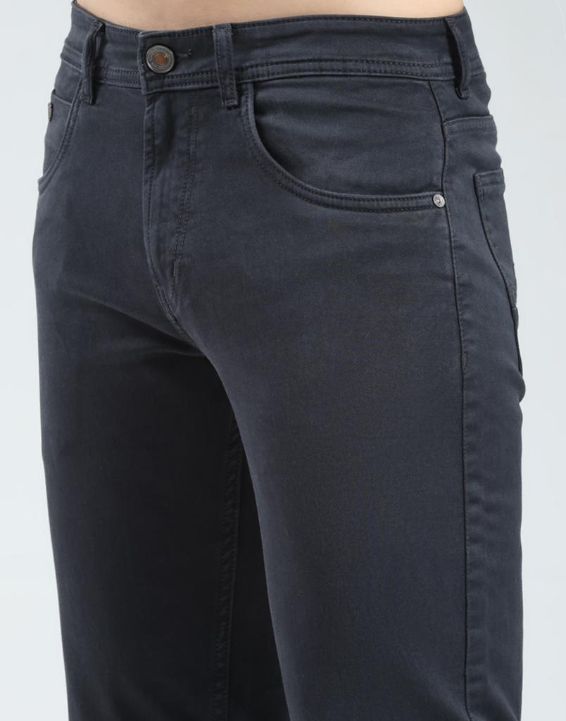 MONTE CARLO Men's Solid Regular Fit Jeans Navy Blue 30
