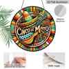 2D Flat, 1pc Round Aluminum Hanging Sign, Cinco De Mayo Sombrero & Guitar Mexican Folk Art Design, Vibrant Fiesta Metal Sign, Perfect for Taco Bar