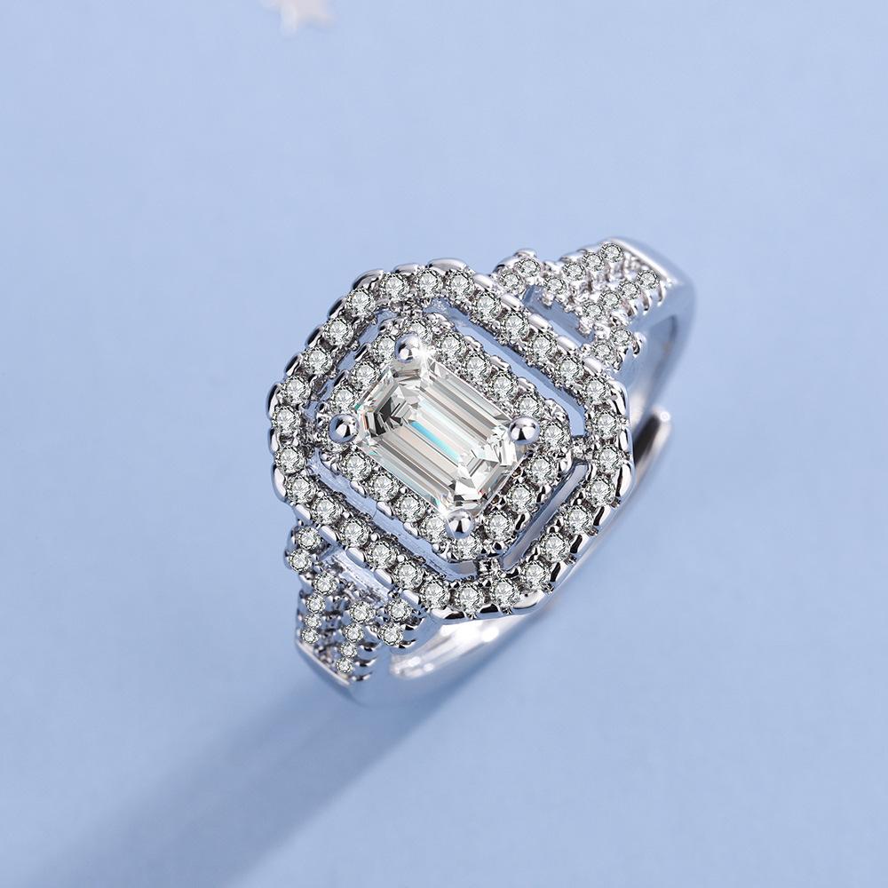 Lindon Classic Copper Alloy Zircon Ring Ladies Jewelry Wedding Promise Party Gift