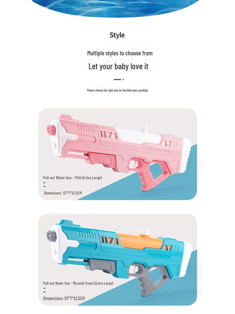 High-Capacity Summer Water Gun for Kids - Pull-Out Sprayer for Beach and Splash Party Fun