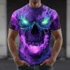 Halloween Men's Skull Optical Illusion 3D T Shirt Short Sleeve T shirt 3D Print Crew Neck Shirt