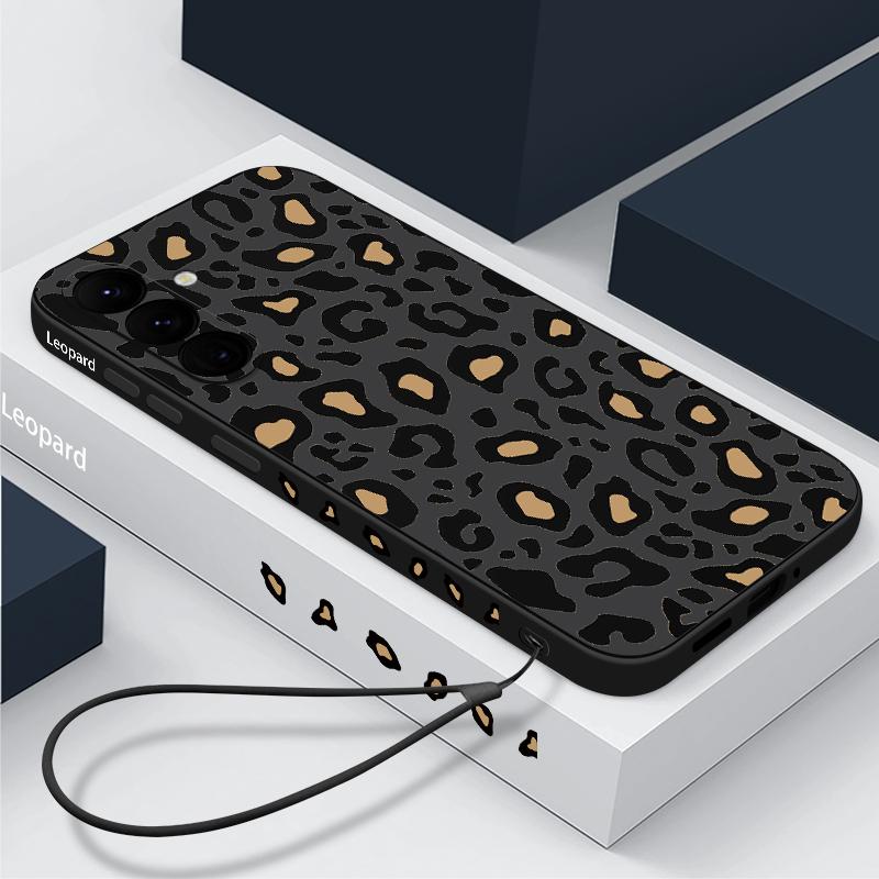 Luxury Leopard Print Lanyard Case For Samsung Galaxy A55 A54 A35 5G A25 A15 A16 S25 A14 A34 A52 A53 S20 S21 FE S22 S23 S24 Ultra