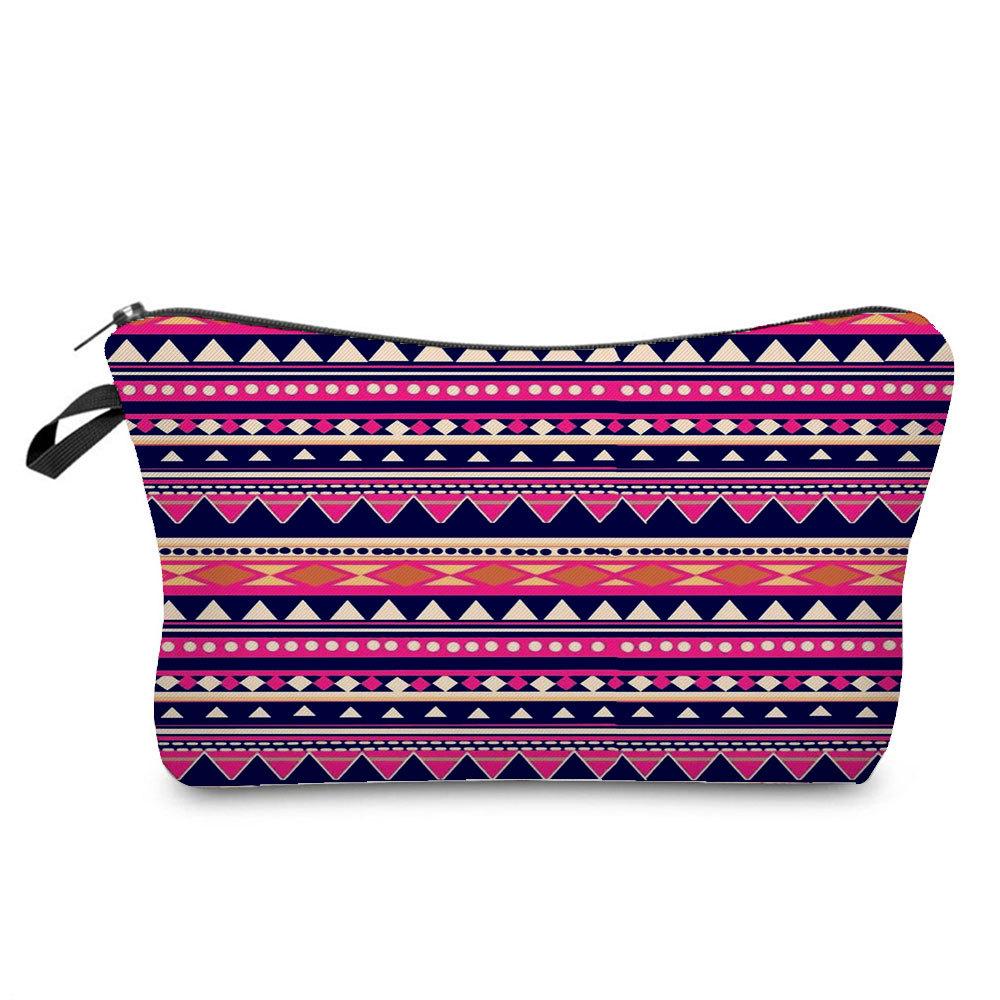 Women Geometric figure Print Cosmetic Bag Toiletries Organize Travel Storage Case 6756 KTB