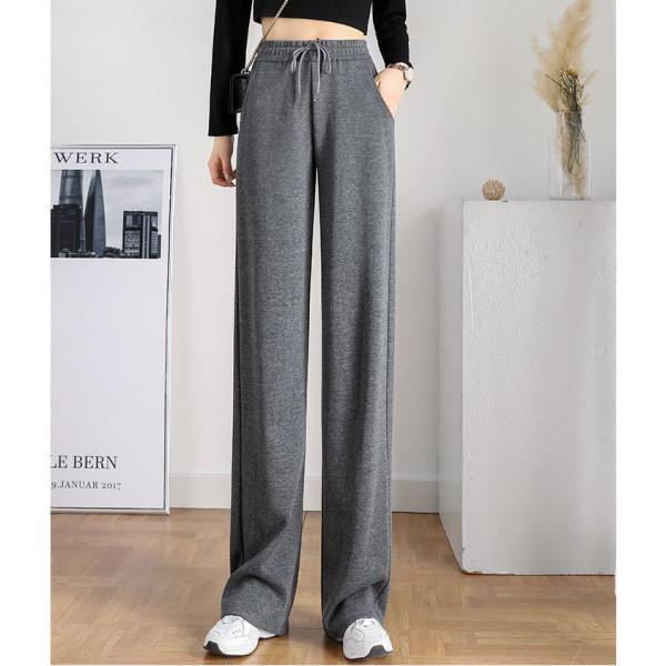 Dámské černé kalhoty s vysokým pasem a širokými nohavicemi, zeštíhlující, ležérní, na jaro a podzim 2025