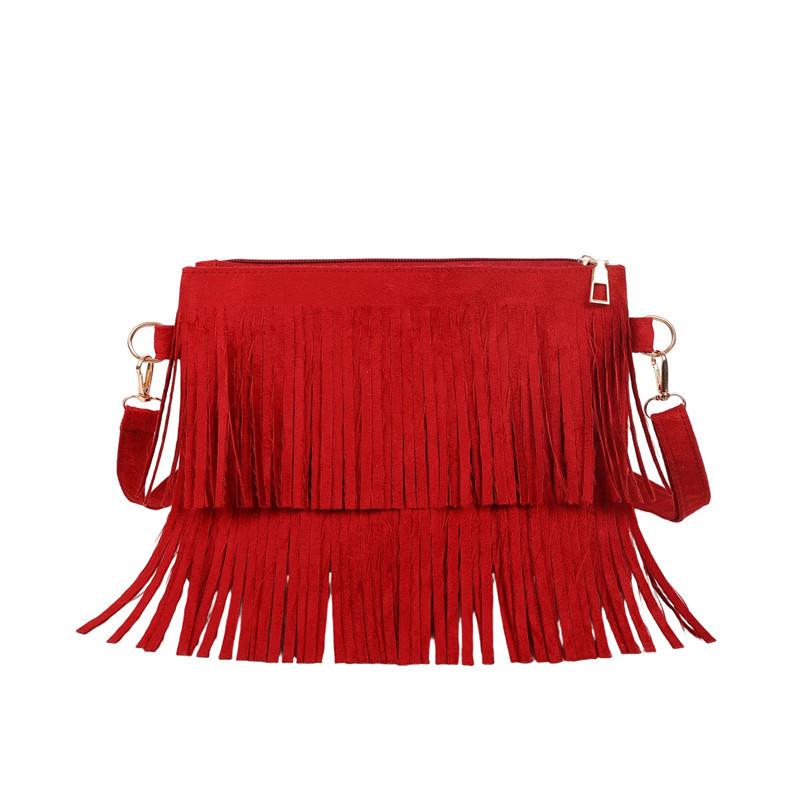 Bohemian Suede Fringe Purse Small Crossbody Bag For Daily Use