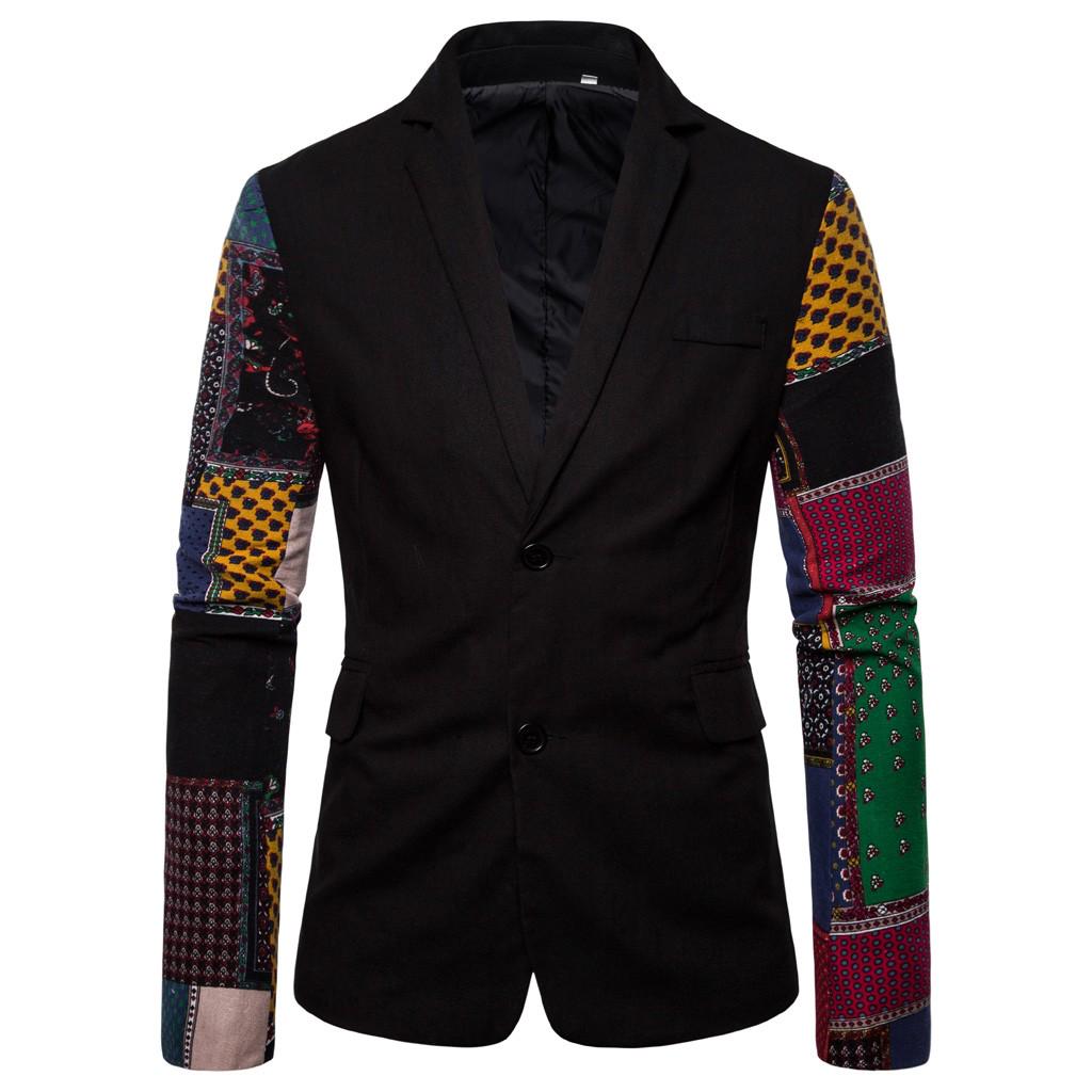 

Мужское винтажное платье с этническим принтом, цветочный костюм, приталенный пиджак XXXL чёрный