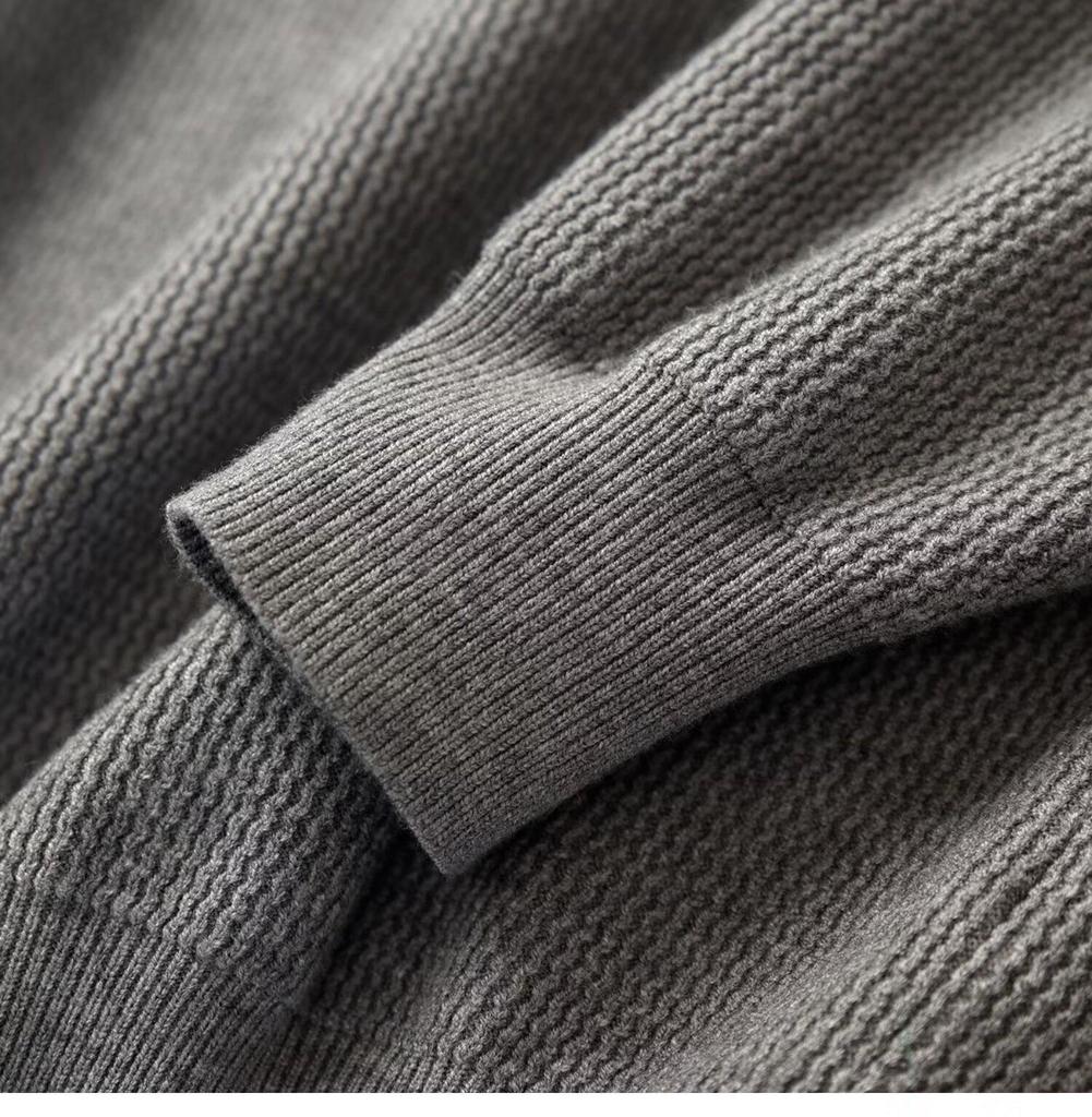 Men's Korean Retro V-Neck Polo Collar Knit Sweater for Autumn/Winter