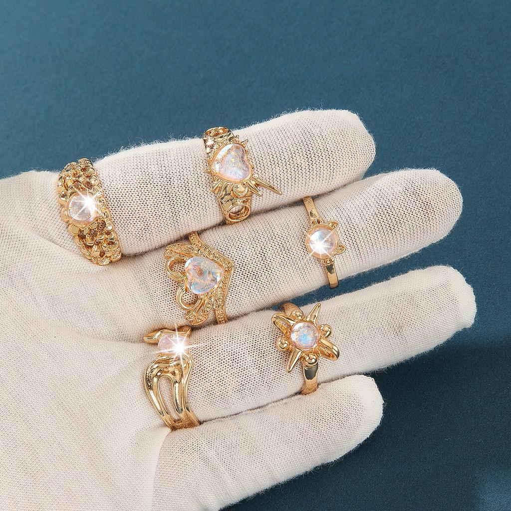 10Pcs Simple Elegant Opal Rings Women for Engagement Wedding Eternity Accessories Temperament Classic Jewelry